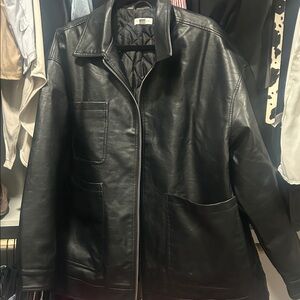 Black Oversized Leather Jacket